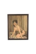 J Veckens (French, 20th century), nude study of a kneeling woman, charcoal on paper, from a 'portfol