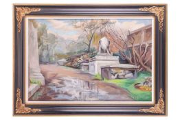 Phyllis Bray (British, 1911-1991), Dove in a graveyard, signed 'Phyllis Bray' (lower right), oil on 
