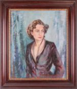 Francis Wynne Thomas (1907-1989), Portrait of a lady, three-quarter length, oil on canvas, 75 cm x 6