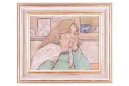 Peter Samuelson (1912-1996), 'Lucy Pratt the Painter', oil on board, signed and dated 1994, 35.5 cm 