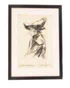 Milein Cosman (1921-2017) German, James Grout as The Mousetrapman, 1949, inscribed by the artist, ch