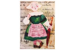 European School (20th Century), Lady with umbrella, signed G Immondino, oil on canvas, unframed, 101