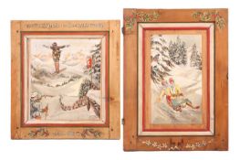 European School (20th Century), A Pair of Skiing Scenes, both signed C. Casolina (lower right), oil 
