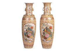 A pair of very large and impressive Chinese Famille Rose porcelain baluster vases, 20/21st century, 