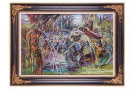Phyllis Bray (1911-1991) British, Garden Fountain, signed 'P. B.' (lower left), oil on canvas, image