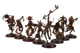 Robert. F Murphy for Franklin Mint, a series of eight cold-painted bronze figures of Native American