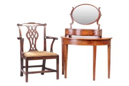 A George III Chippendale period mahogany open armchair with shaped cresting and pierced and shaped s