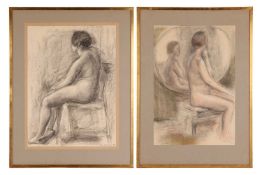 Alma Ramsey (20th Century), Study of seated nude in a mirror, signed 'Alma Ramsey '62' (lower left),