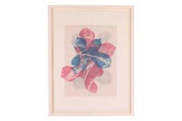 Caroline Younger (Contemporary), Abstract Flowerhead in red and blue, signed in pencil and dated 202