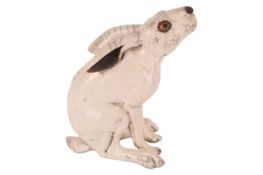 Brian Andrew (contemporary), A Seated Hare, raku-fired animal sculpture, marked 'BA' to base, measur
