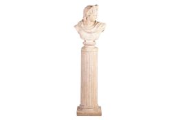 Belvedere Apollo, after the antique, a painted plaster composition bust on a concave socle, mounted 