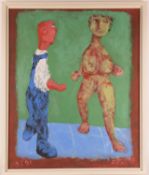 Julian Dyson (British, 1936 - 2003), Figure with a nude, signed 'Dyson' (lower right) and dated 09'0
