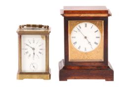 A late 19th century French V.A.P Brevete miniature bracket timepiece in rosewood case, together with