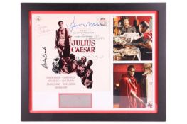 A signed and mounted Julius Caesar soundtrack LP, the cover bearing the signatures of James Mason, G