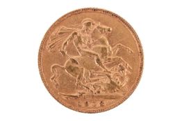 An Edward VII full sovereign, dated 1908, St George and the Dragon reverse; 8 grams