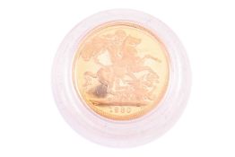 A 1980 proof sovereign, in Royal Mint fitted case with paperwork.