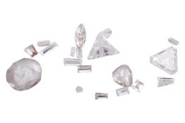 1.35ct melee parcel of loose diamonds, comprising trilliant cut, baguette cut, marquise cut and rose
