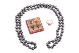 A pair of rose-cut diamond dormeuse earrings, with back to front hook fittings, stamped with French 