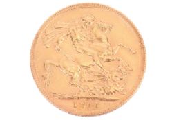 A George V 1911 full sovereign, St. George and the Dragon reverse