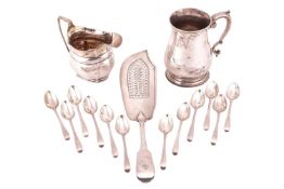 A collection of silver items; to include a George II baluster-shaped mug by Thomas Whipham, London 1