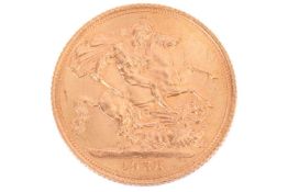 An Elizabeth II 1958 full sovereign, St. George and the Dragon reverse