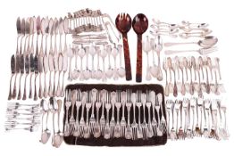 A pair of Spanish salad servers, with reeded borders, signed I Perez Ferez; a set of twelve silver p