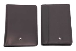 Montblanc - two passport holders, both in black leather and with card compartments. (2) No box no pa