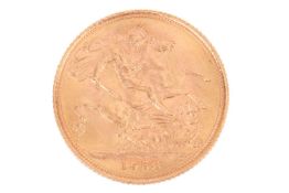 An Elizabeth II 1958 full sovereign, St. George and the Dragon reverse
