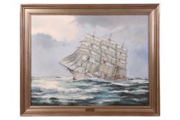 Rodney Charman (British, b. 1944), Sail Training Ship Danmark, signed (lower right corner) and dated