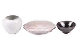 A Chinese Qinbai style high sided tapering bowl, 10 cm diameter x 8 cm high; a Gu style petal shaped