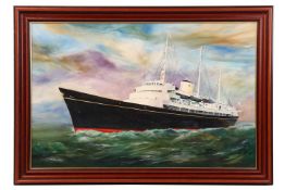 Michael Italiaander (b.1923), Royal Yacht Britannia, signed M. Italiander (lower left corner), oil o