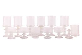 A part suite of Timo Sarpeneva glassware, of frosted design, comprising six large goblets, 20 cm, an
