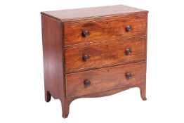 A William the Fourth mahogany straight-fronted commode, double reed molding over three long drawers 