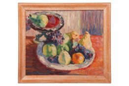 European school (20th Century), Still Life with pears, apples and grapes, indistinctly signed (lower