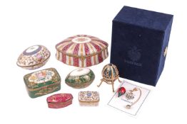 A Faberge reproduction Collection 'Imperial Rosebud Egg' with a rosebud containing a miniature egg p