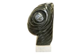 Nesbert Mukomberanwa (Zimbabwean, b. 1969), Shona sculpture of circling faces, initialled N.V.M., sp