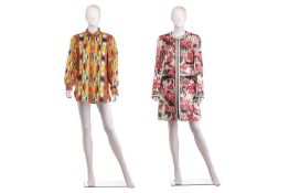 A Celine printed silk shirt with button opening, size FR42; and a Dolce & Gabanna long floral ja