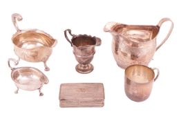 A collection of silver including a George III rectangular cashew box, London 1813 possibly by Willia