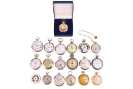 A small collection of vintage fob watches, comprising an Oris pocket watch with a subsidiary second 