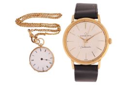 A collection of watches; including an 18ct gold lady’s pocket watch (lacking glass and enamel dial l