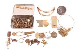 A quantity of broken yellow metal jewellery, gross weight 265.7grs.