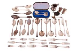 A silver part canteen of Old English flatware and other items, the flatware Sheffield 1931, by Edwin