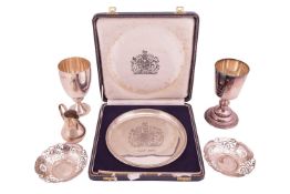 A silver plate commemorating the silver wedding anniversary of Elizabeth II and HRH Prince Phillip, 