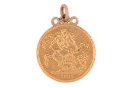 An 1887 Queen Victoria double sovereign, the observe with St George slaying the dragon, dated 1887, 