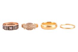 A 22 carat gold wedding band, ring size K, 6.8 grams; another 22 carat gold wedding band K 1/2, 0.9 