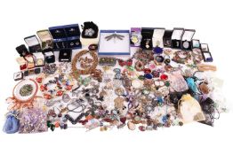 A large quantity of silver and costume jewellery. To include beaded, paste and silver set pieces, al
