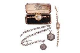 A 9ct gold cased cocktail watch, the case back hallmarked, a smaller Art Deco cocktail watch the bra