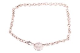 Tiffany & Co. - a silver 'Return to Tiffany' oval tag necklace, tag size extra large, on a heavy