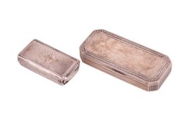 Two French snuff boxes; of octagonal form decorated with engine-turned patterns, cover with dots and