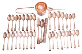 A mixed collection of George III teaspoons with mixed dates and makers, together with a George III l